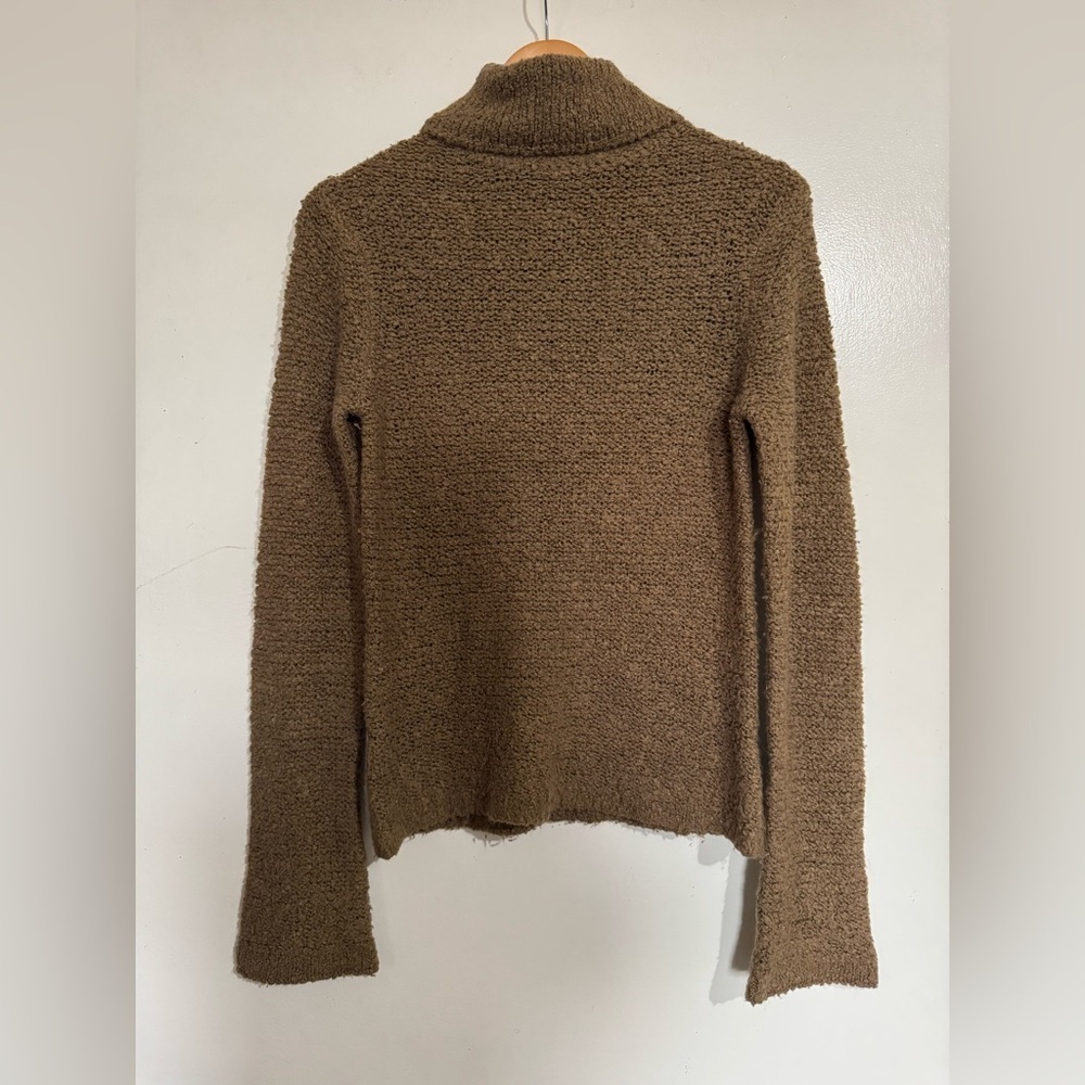 J Crew Teddy Bear Brown Turtleneck Sweater Bell flare sleeve Medium